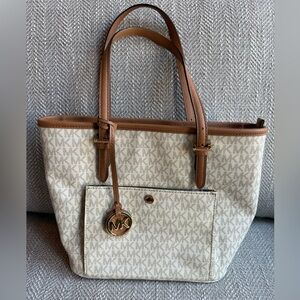 Michael Kors Beige and Brown Signature Tote